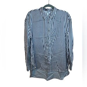 Jacey Duprie x The Drop Navy Striped Oxford Button Down Shirt
